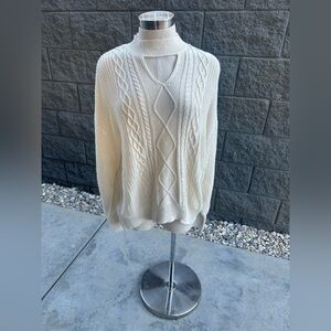 Steve Madden Cream Cable Knit Sweater